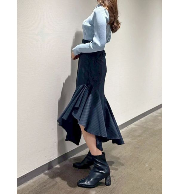 MERCURYDUO「【WEB限定カラーあり】ハイツイストアシメZIPニット」|ニット・セーター|