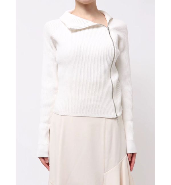 MERCURYDUO「【WEB限定カラーあり】ハイツイストアシメZIPニット」|ニット・セーター|