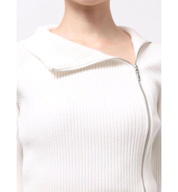 MERCURYDUO「【WEB限定カラーあり】ハイツイストアシメZIPニット」|ニット・セーター|