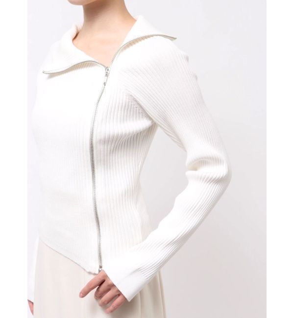 MERCURYDUO「【WEB限定カラーあり】ハイツイストアシメZIPニット」|ニット・セーター|