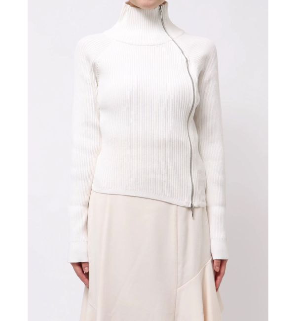 MERCURYDUO「【WEB限定カラーあり】ハイツイストアシメZIPニット」|ニット・セーター|