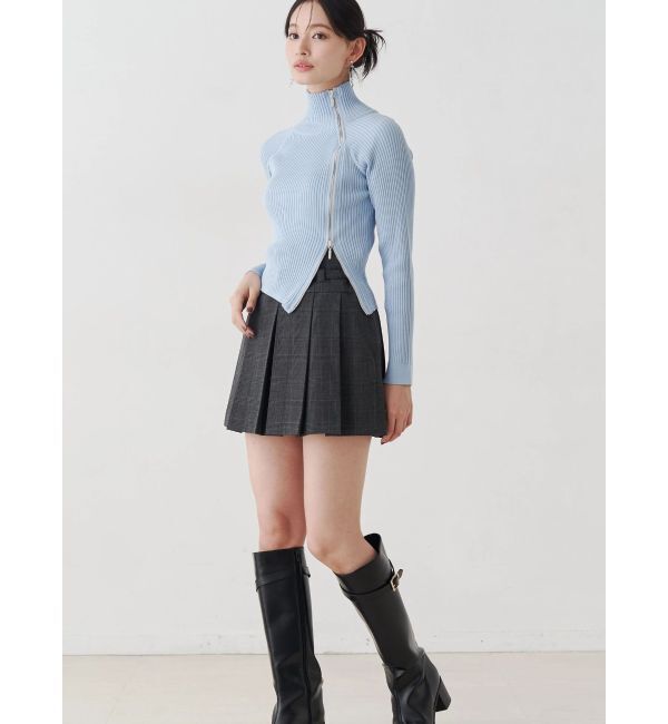 MERCURYDUO「【WEB限定カラーあり】ハイツイストアシメZIPニット」|ニット・セーター|