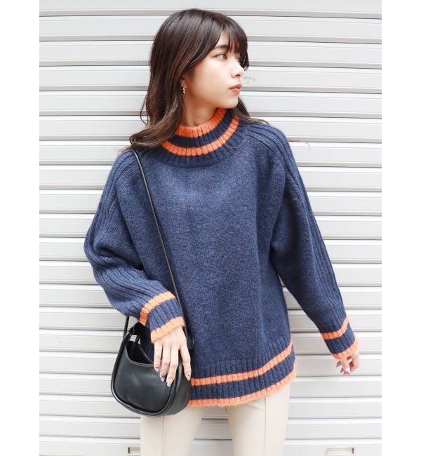 MURUA「【WEB限定 ITEM】バックスリットラインニットチュニック」|ニット・セーター|ネイビー