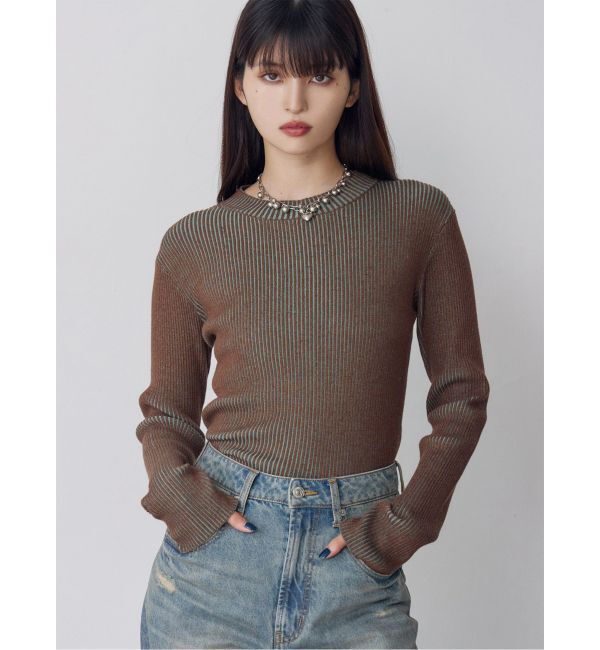 MURUA「メランジバイカラーリブニット」|ニット・セーター|ブラウン