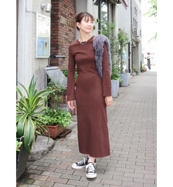 Ungrid「【WEB限定】フレアスリーブテレコフィットワンピース」|ワンピース|