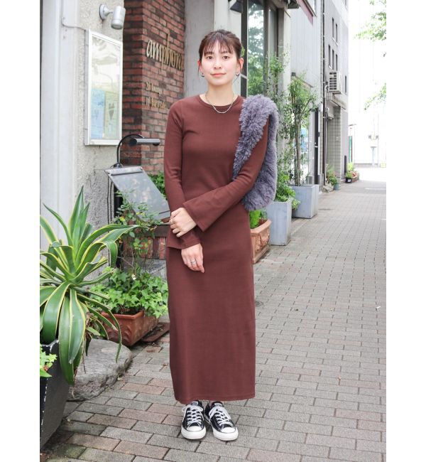 Ungrid「【WEB限定】フレアスリーブテレコフィットワンピース」|ワンピース|