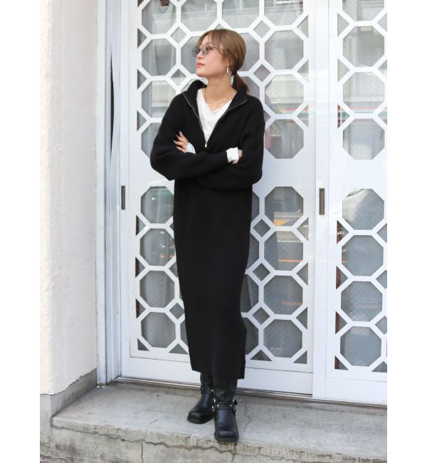 Ungrid「【WEB限定】ハイネックジップニットワンピース」|ワンピース|