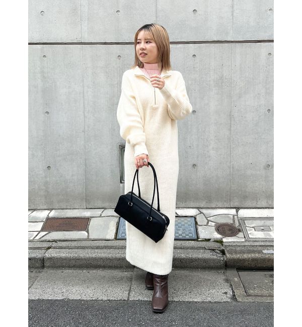 Ungrid「【WEB限定】ハイネックジップニットワンピース」|ワンピース|