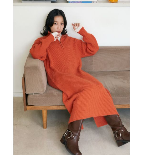 Ungrid「【WEB限定】ハイネックジップニットワンピース」|ワンピース|