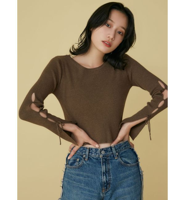 Ungrid「【WEB限定】スリーブデザインリボンニット」|ニット・セーター|