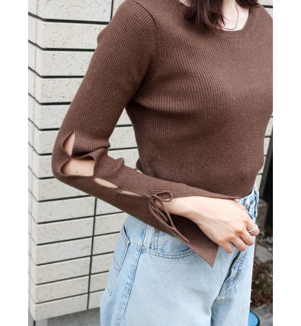 Ungrid「【WEB限定】スリーブデザインリボンニット」|ニット・セーター|