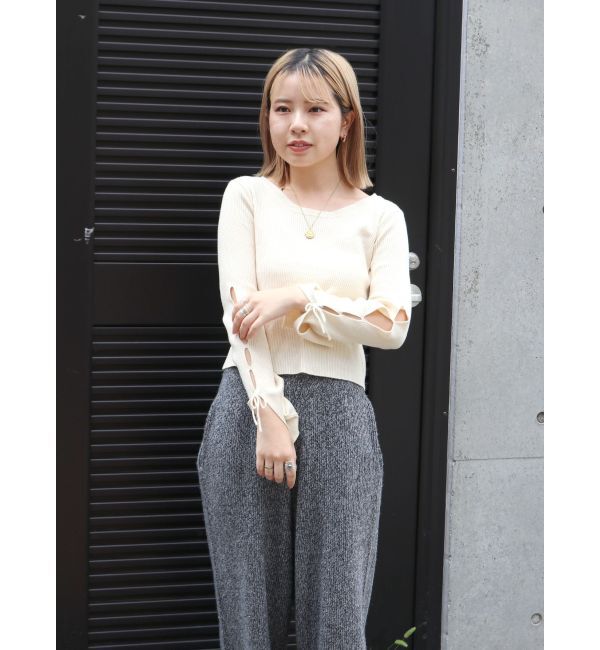 Ungrid「【WEB限定】スリーブデザインリボンニット」|ニット・セーター|