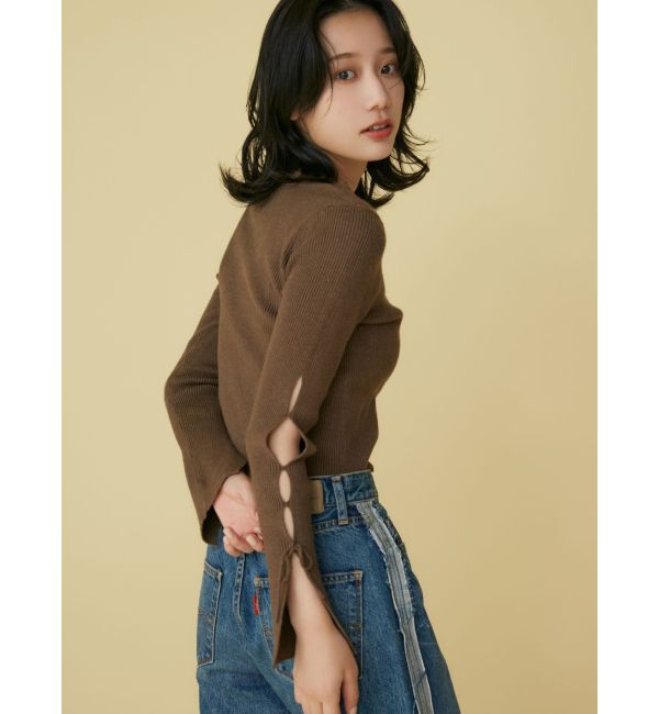 Ungrid「【WEB限定】スリーブデザインリボンニット」|ニット・セーター|