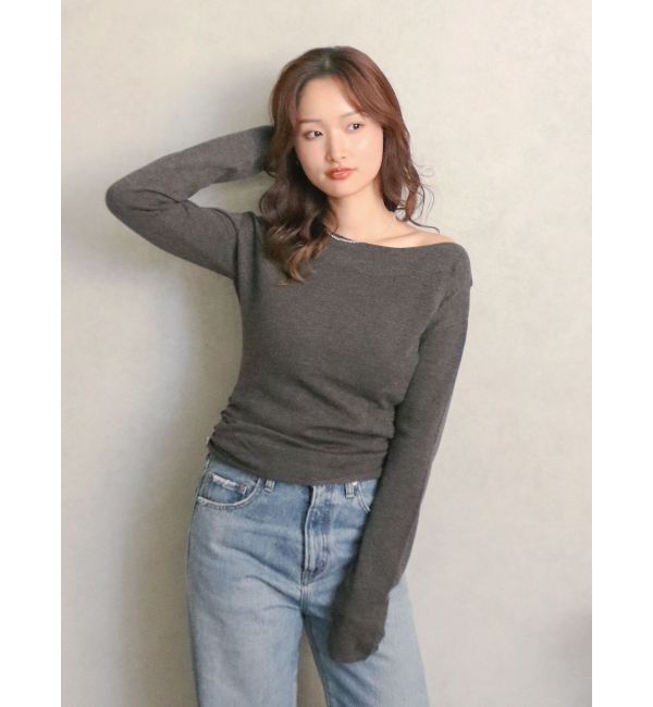 Ungrid「ギャザーデザインフィトニット」|ニット・セーター|チャコールグレー