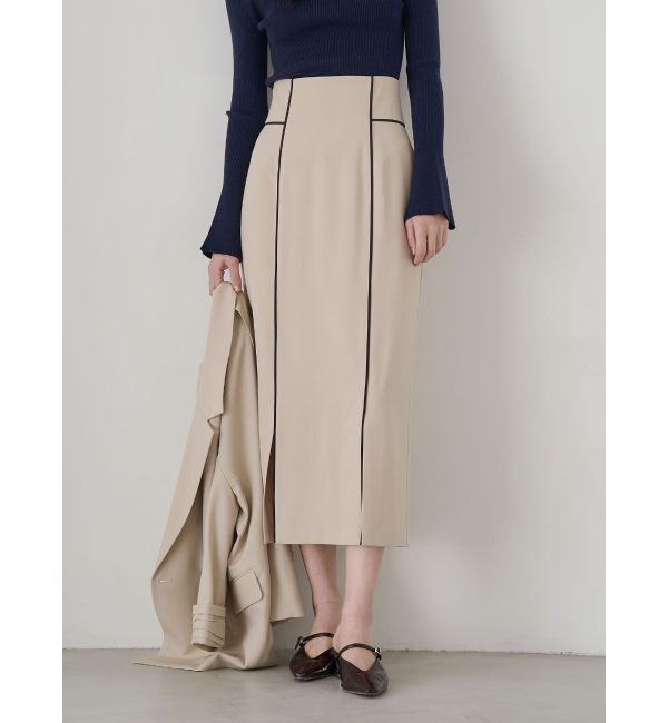 LAGUNAMOON「バイカラーパイピングスカート」|スカート|ベージュ