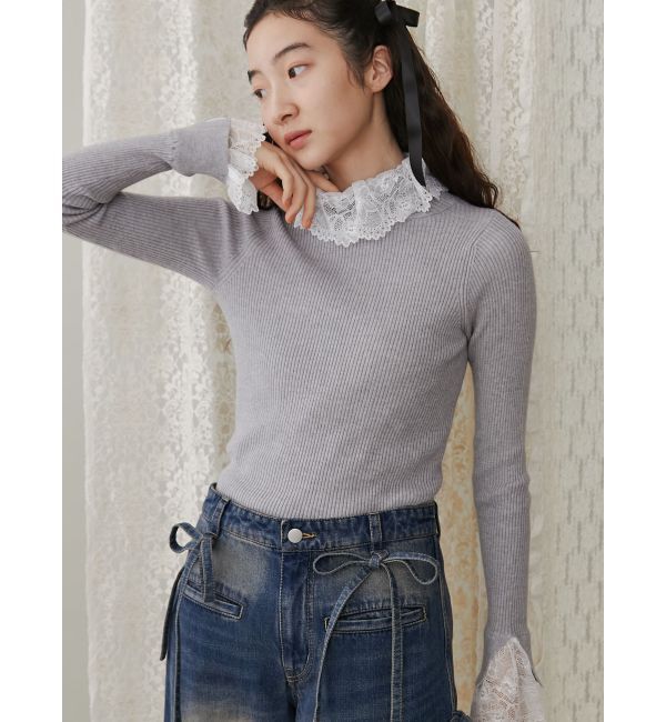 merry jenny「レースリブニット」|ニット・セーター|
