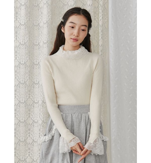 merry jenny「レースリブニット」|ニット・セーター|