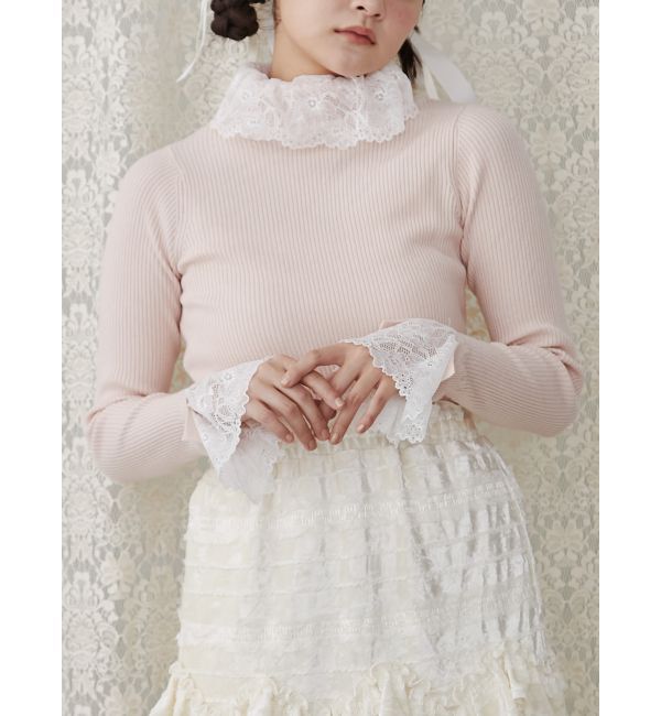 merry jenny「レースリブニット」|ニット・セーター|ピンク