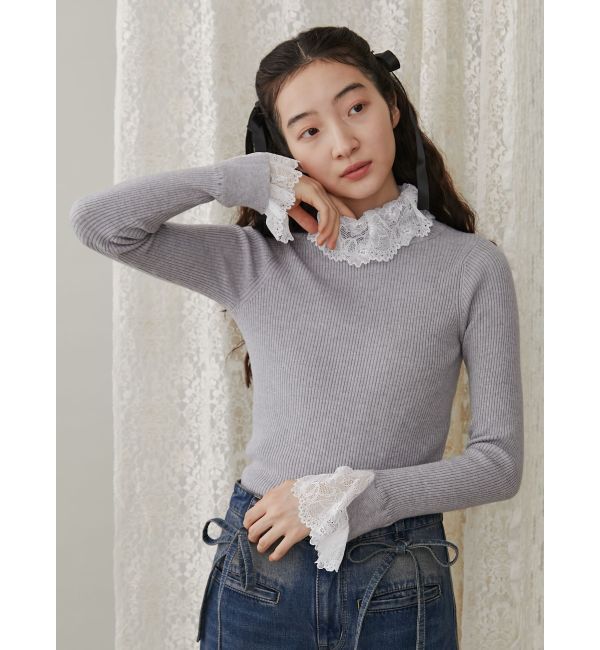 merry jenny「レースリブニット」|ニット・セーター|