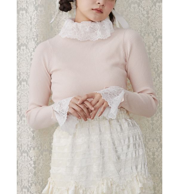 merry jenny「レースリブニット」|ニット・セーター|ピンク