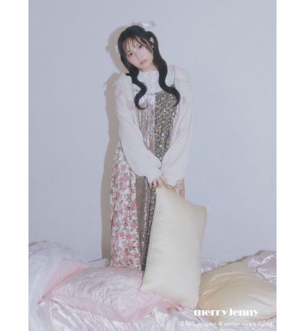 merry jenny「お花咲いたzipニットカーディガン」|カーディガン|