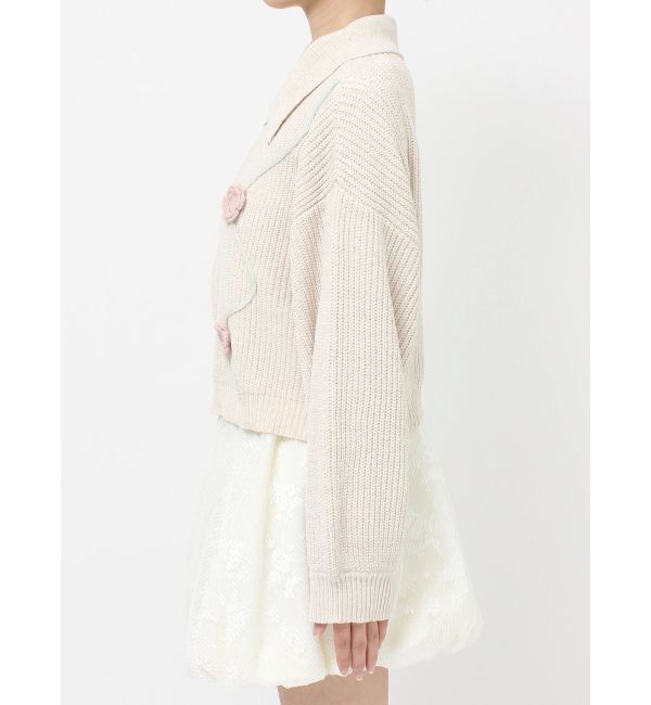 merry jenny「お花咲いたzipニットカーディガン」|カーディガン|