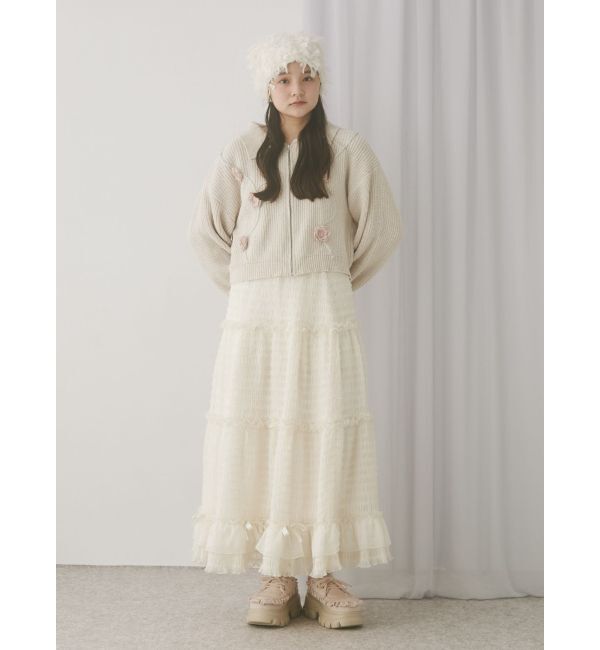 merry jenny「お花咲いたzipニットカーディガン」|カーディガン|