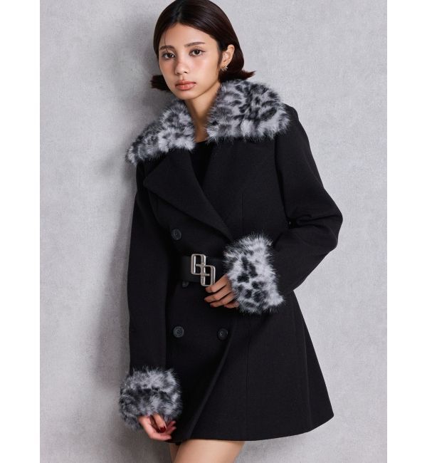 GYDA「ベルト付きタイトファーコート」|ダウン|