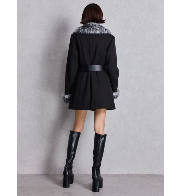 GYDA「ベルト付きタイトファーコート」|ダウン|