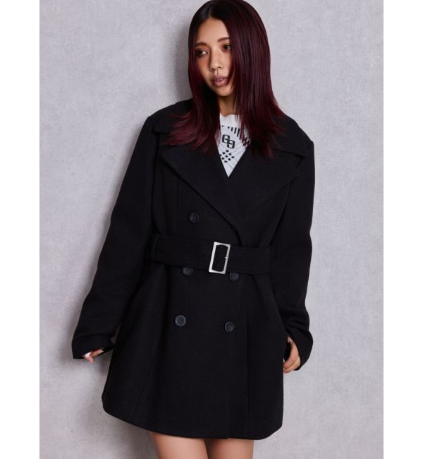 GYDA「ベルト付きタイトファーコート」|ダウン|