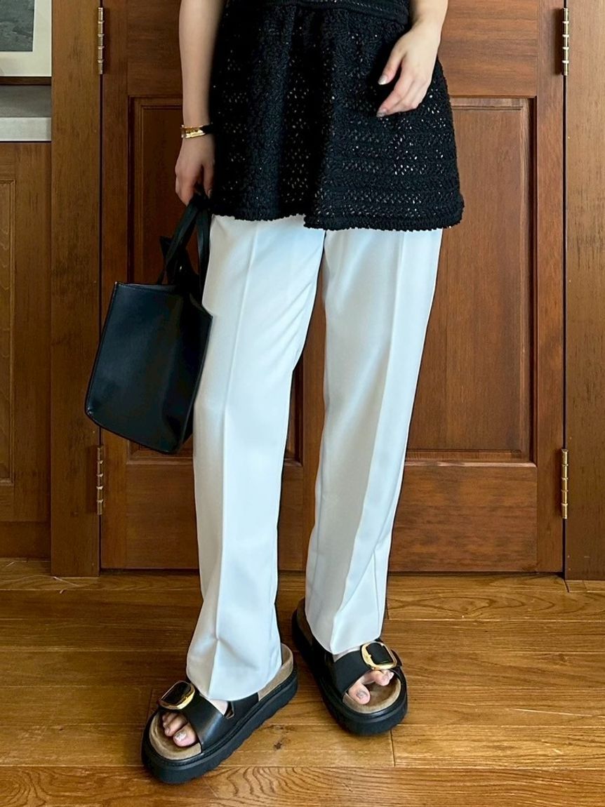 Mila Owen「【WEB限定カラー】後ろゴムセンタープレステーパードパンツ【ウォッシャブル】」|チノ|OWHT