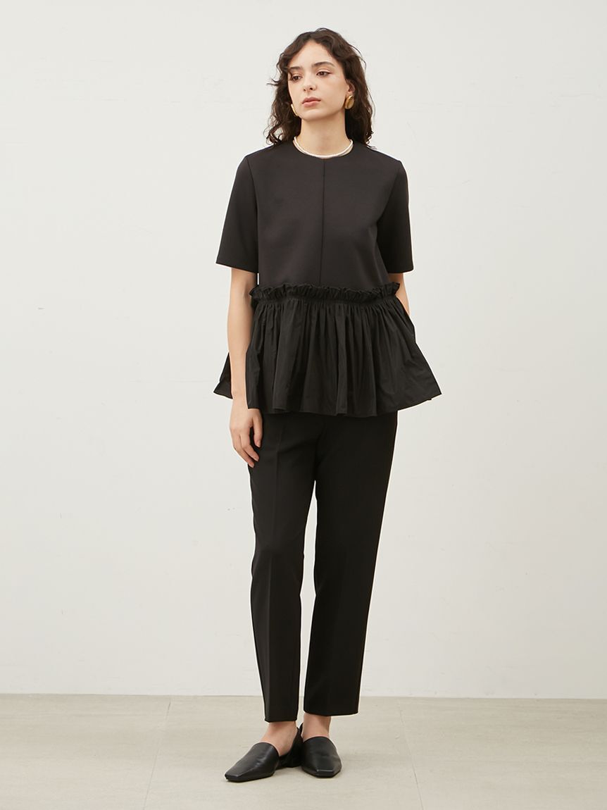 Mila Owen「【WEB限定カラー】後ろゴムセンタープレステーパードパンツ【ウォッシャブル】」|チノ|