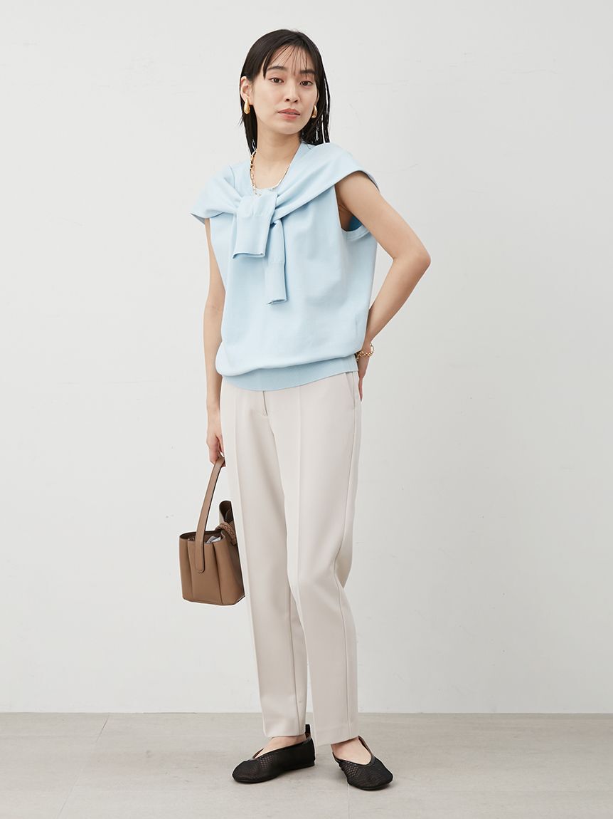 Mila Owen「【WEB限定カラー】後ろゴムセンタープレステーパードパンツ【ウォッシャブル】」|チノ|