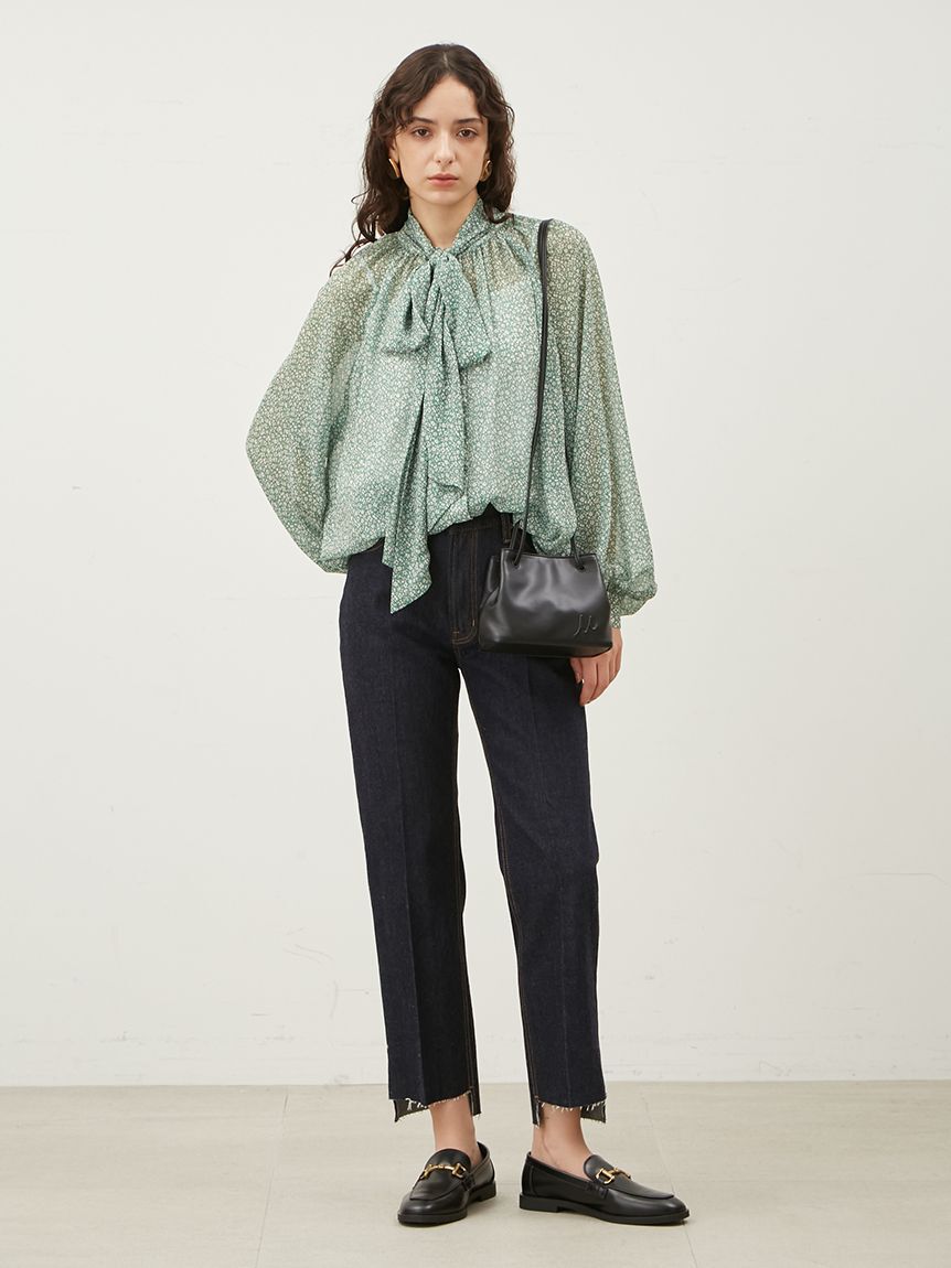 Mila Owen「裾段差テーパードデニムパンツ」|デニム|