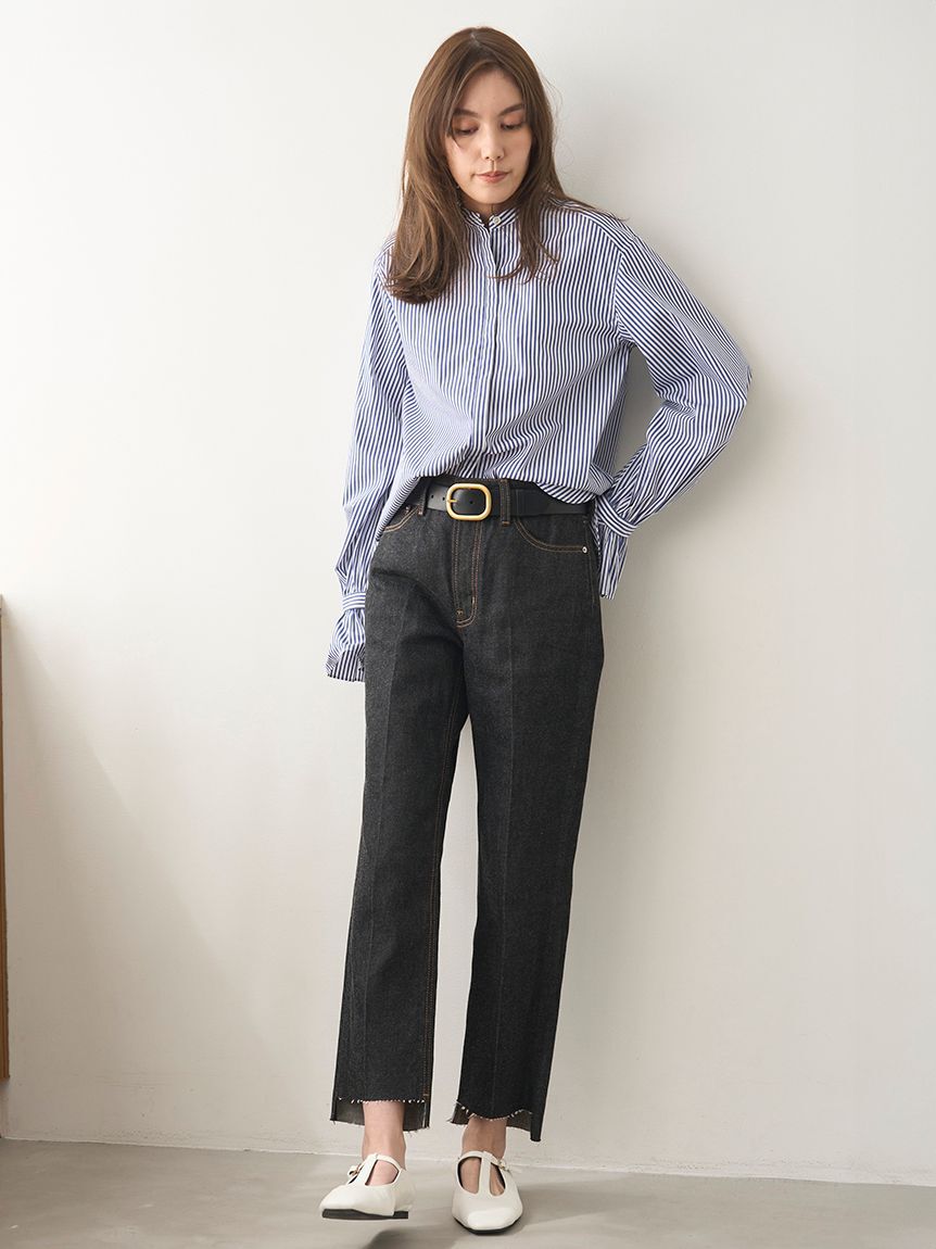 Mila Owen「裾段差テーパードデニムパンツ」|デニム|