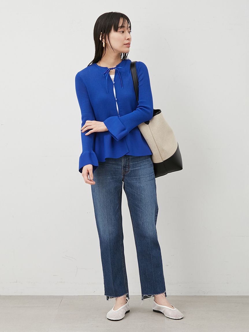 Mila Owen「裾段差テーパードデニムパンツ」|デニム|