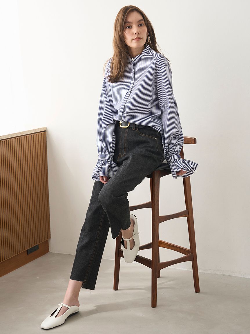 Mila Owen「裾段差テーパードデニムパンツ」|デニム|