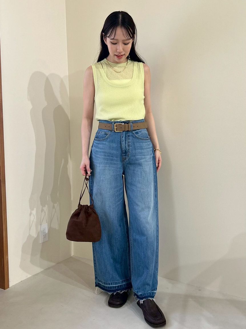 Mila Owen「【ウォッシャブル】撥水加工カットオフワイドデニムパンツ」|デニム|