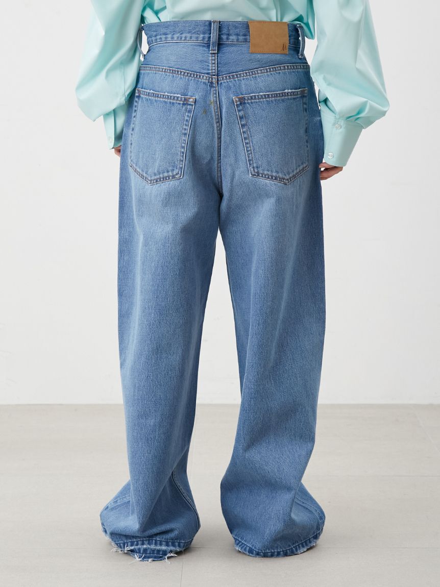 Mila Owen「【ウォッシャブル】撥水加工カットオフワイドデニムパンツ」|デニム|