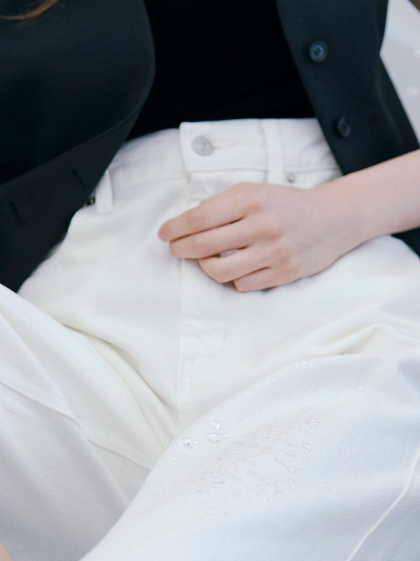 Mila Owen「【ウォッシャブル】撥水加工カットオフワイドデニムパンツ」|デニム|