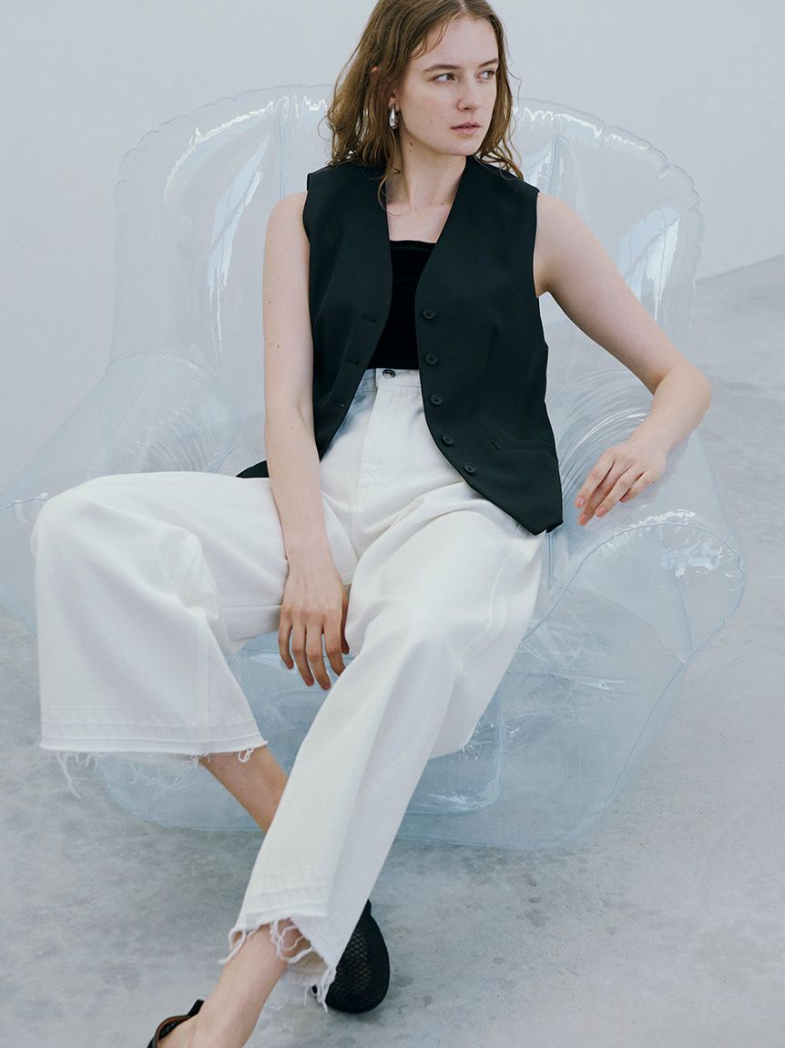 Mila Owen「【ウォッシャブル】撥水加工カットオフワイドデニムパンツ」|デニム|