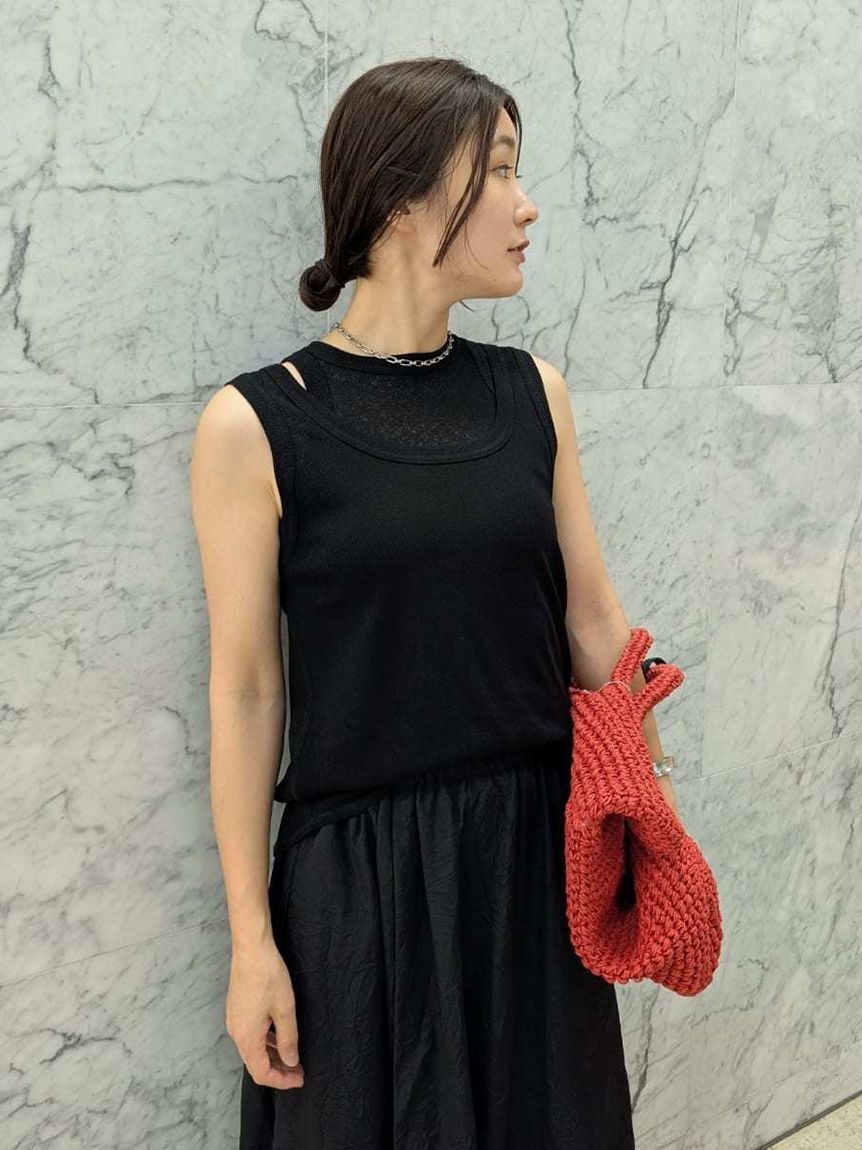 Mila Owen「イージーケアタンクレイヤードカットトップス」|タンクトップ|BLK