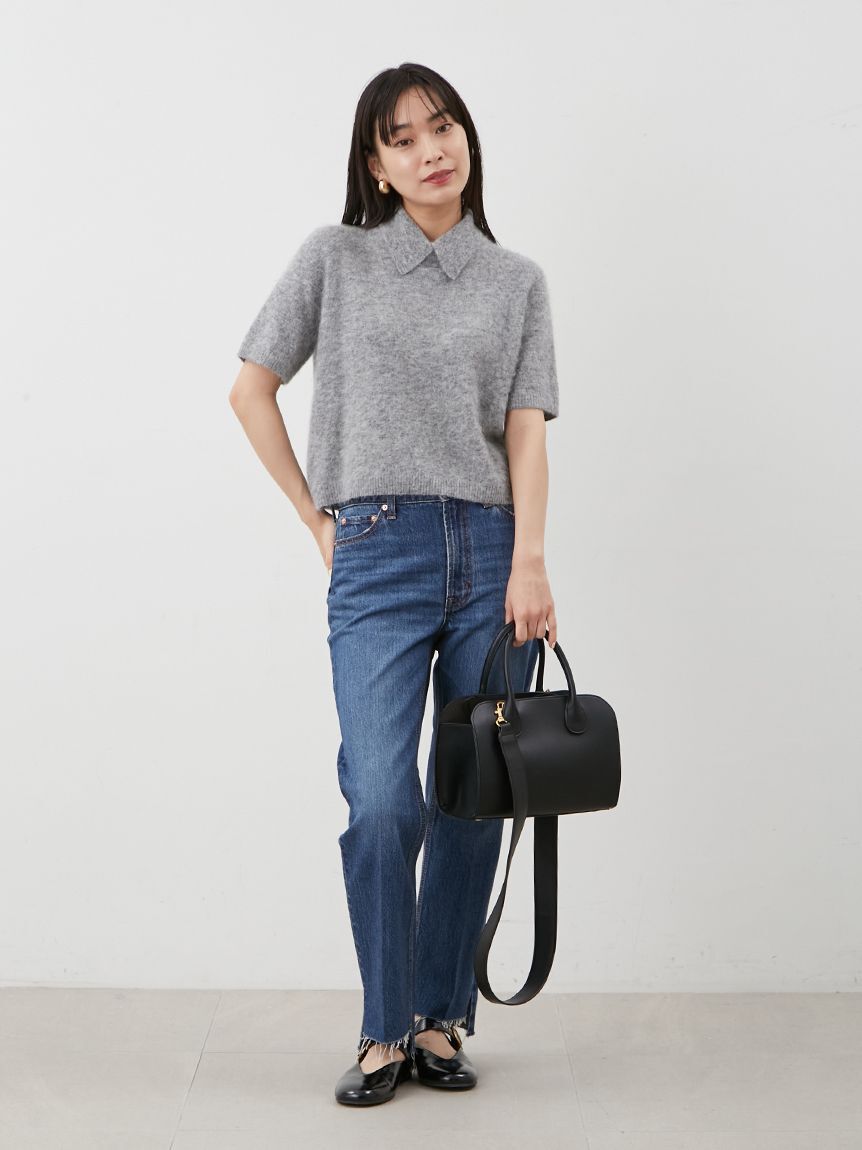 Mila Owen「裾段差テーパードデニムパンツ」|デニム|