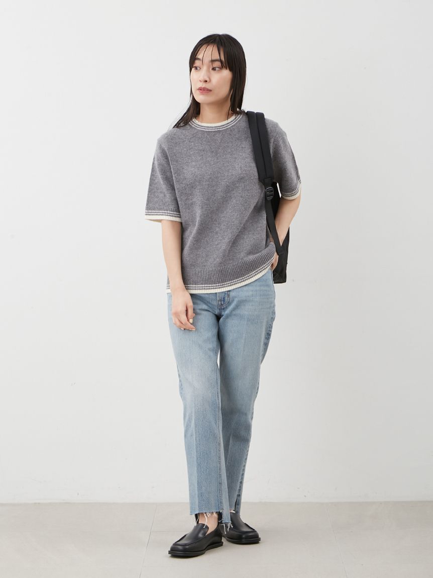 Mila Owen「裾段差テーパードデニムパンツ」|デニム|