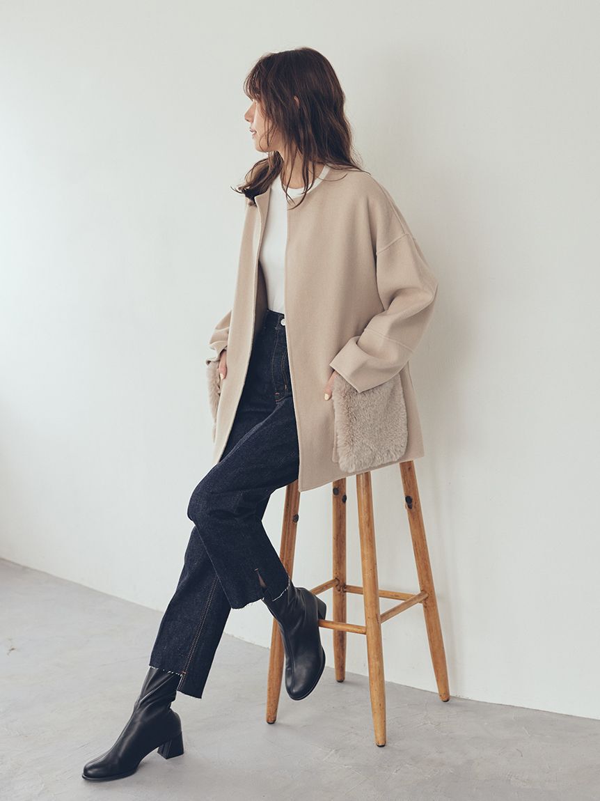 Mila Owen「裾段差テーパードデニムパンツ」|デニム|