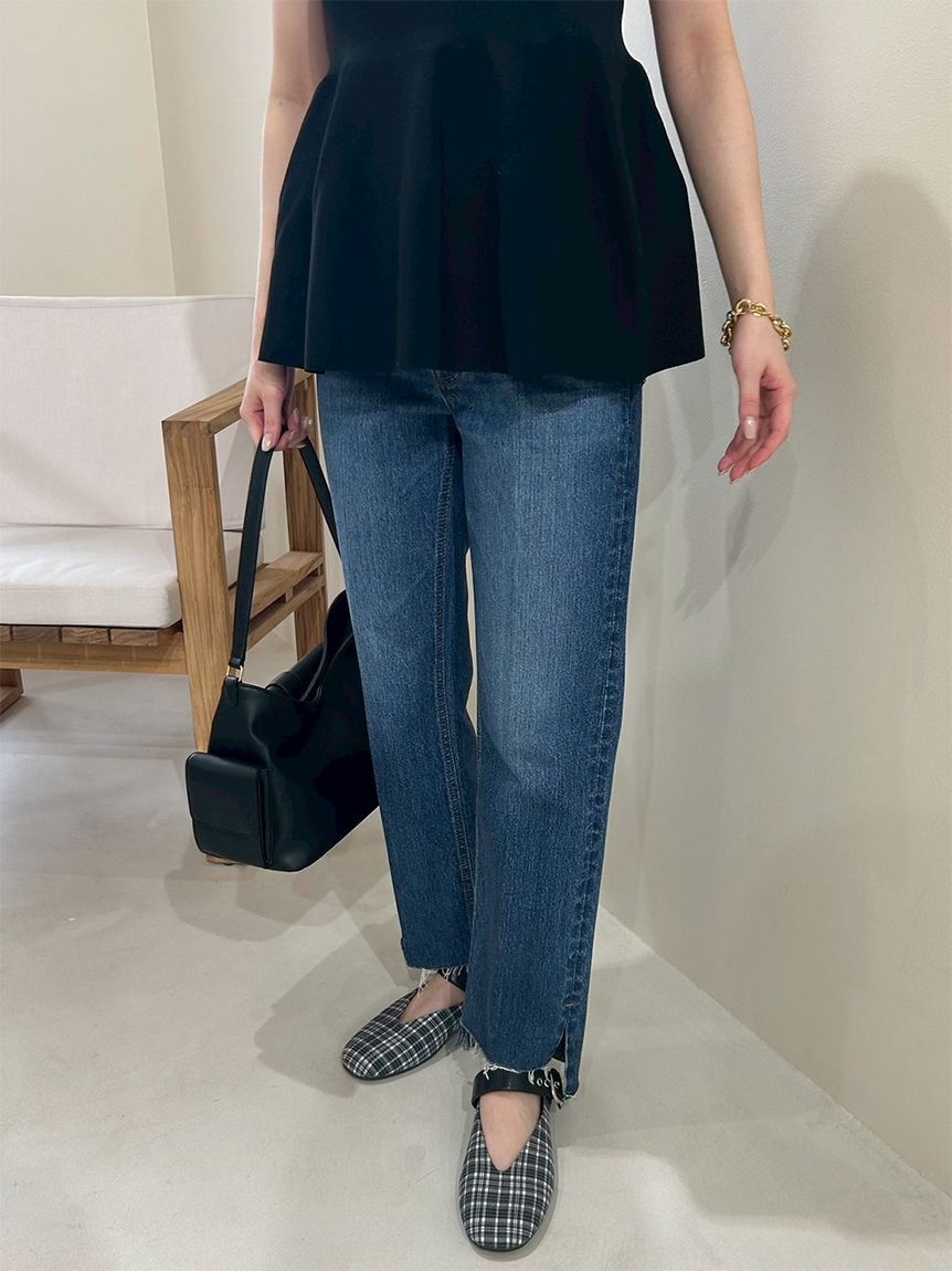 Mila Owen「裾段差テーパードデニムパンツ」|デニム|BLU