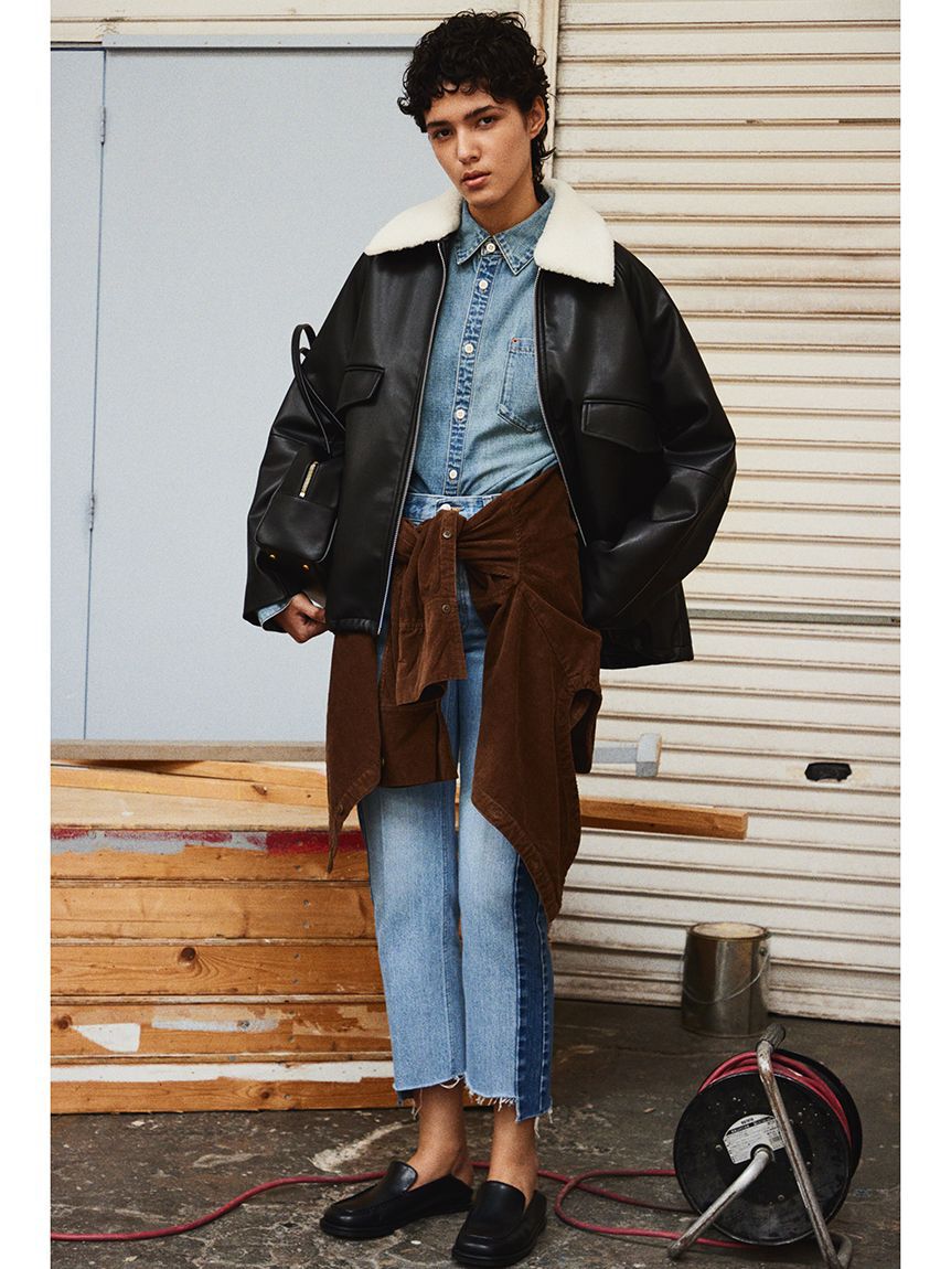 Mila Owen「配色撥水裾段差テーパードデニムパンツ」|デニム|