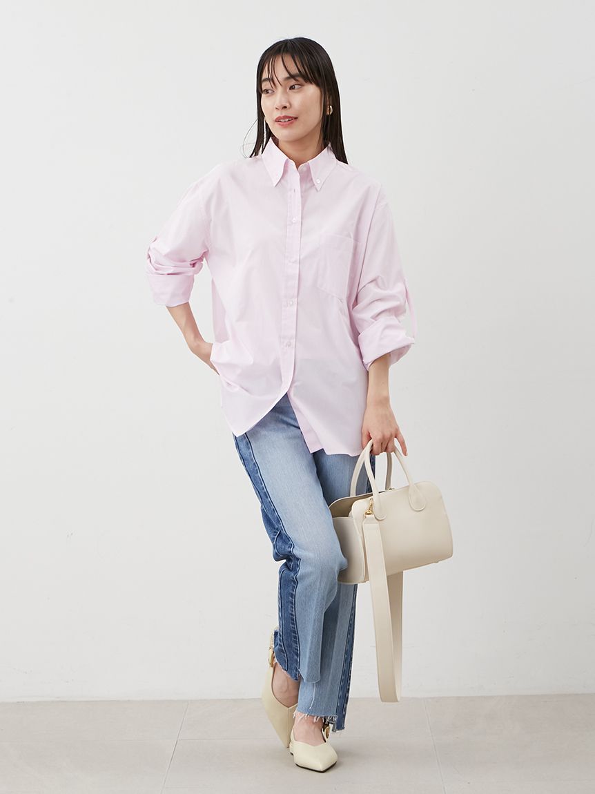 Mila Owen「配色撥水裾段差テーパードデニムパンツ」|デニム|