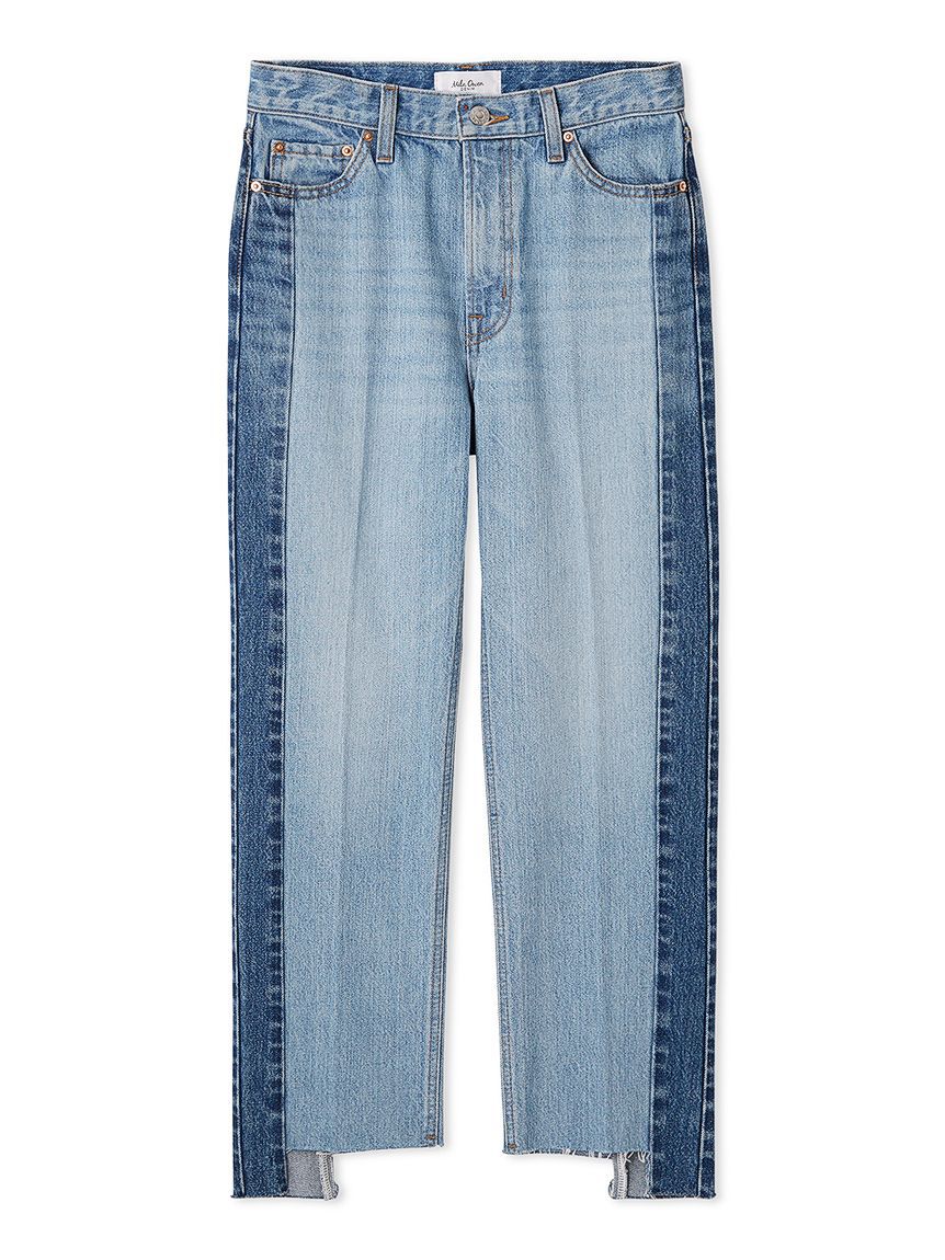 Mila Owen「配色撥水裾段差テーパードデニムパンツ」|デニム|