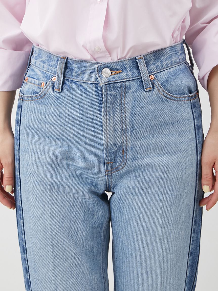 Mila Owen「配色撥水裾段差テーパードデニムパンツ」|デニム|